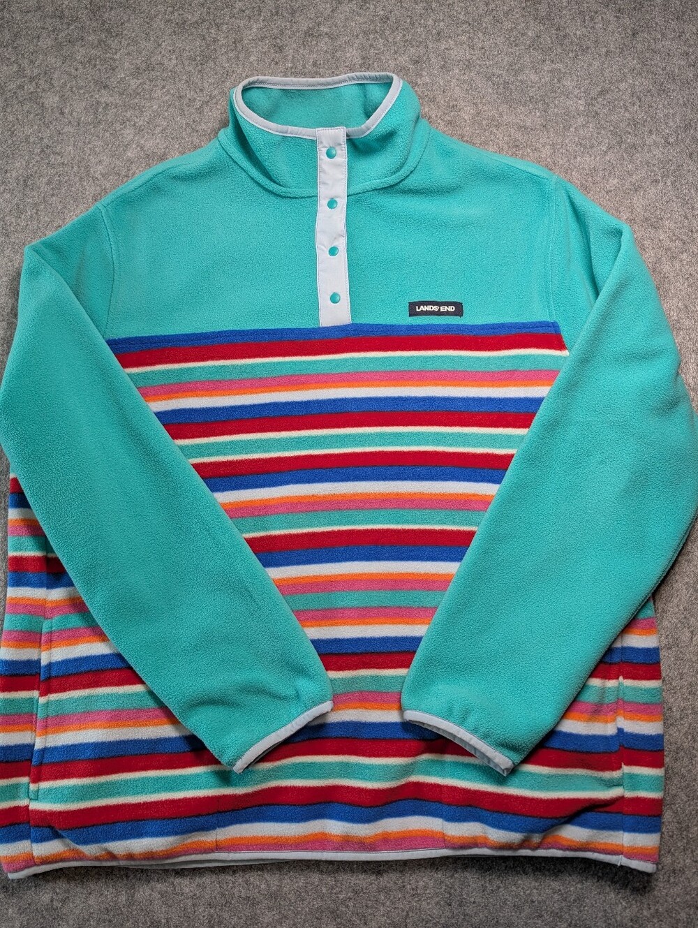 Lands' End Women's Heritage Fleece Snap Neck Pullover Size XL 18 NEW